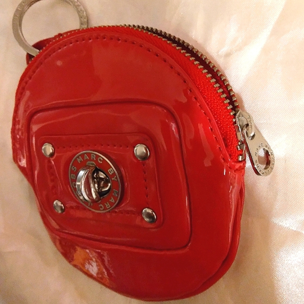 ☆LOWEST☆Rare☆MARC JACOBS☆Bright Red Genuine Leather Coin Purse Keyfob - Picture 12 of 16